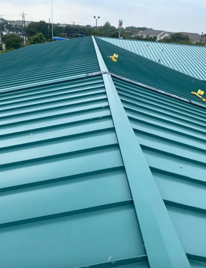 Green commercial metal roof ridge and valley for Metal Roof Repair in Skiatook